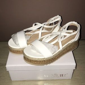 White Lace Up Platform Sandals